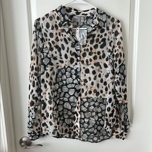 ASOS Animal Print Blouse in Black and Cream